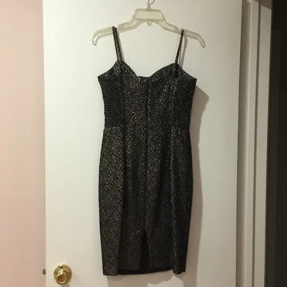 Betsey Johnson Black and Gold Mini Dress - Picture 5 of 6